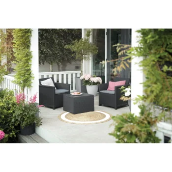 Keter balkonski set Elodie sa box stolom grafit CU 254094-4 Keter balkonski set Elodie sa box stolom grafit CU 254094-4